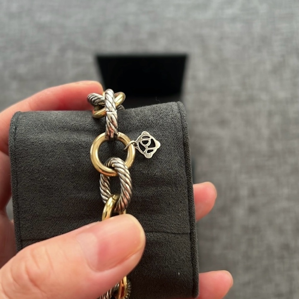 Authentic David Yurman 18k gold and Sterling Silver Oval Chain Link Bracelet